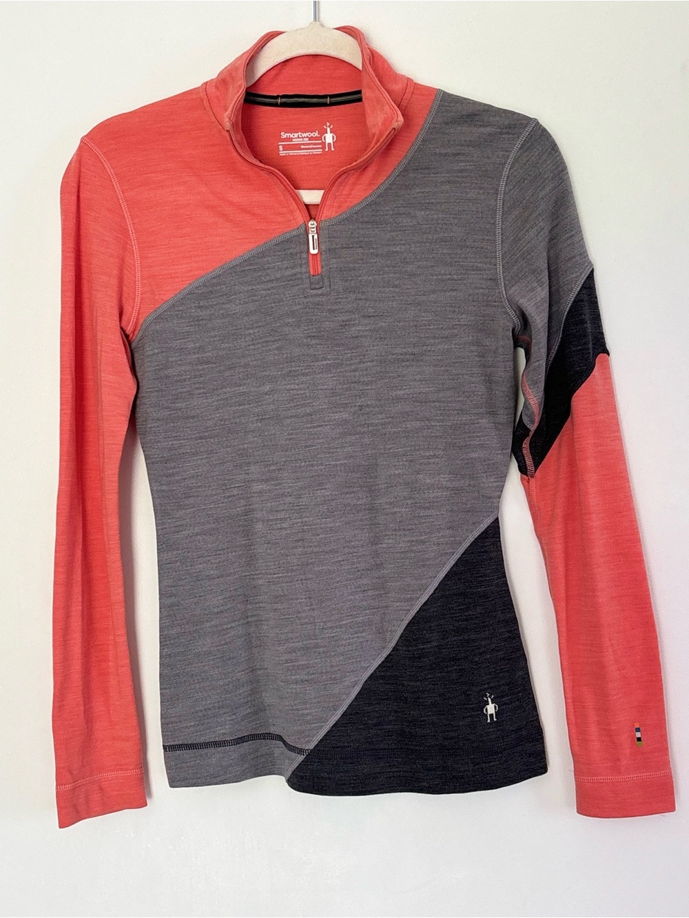 Smartwool Merino 250 Quarter Zip Colorblock Small Outdoor Hiking Skiing *A99